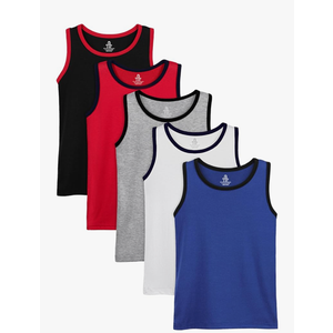 Poroka 4 Pack Boys' Tank Undershirt Sleeveless Tank Tops Assorted Colors Round Neck Cotton Tank Tops Size 7_8 Y