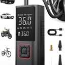 Cordless Tire Inflator Portable Air Compressor - 150PSI Air Pump with Auto Shutoff Function for Car Tires, Inflatables, Motorcycle, Balls, Compact Bike Tire Pump with LED Light, Red, Large