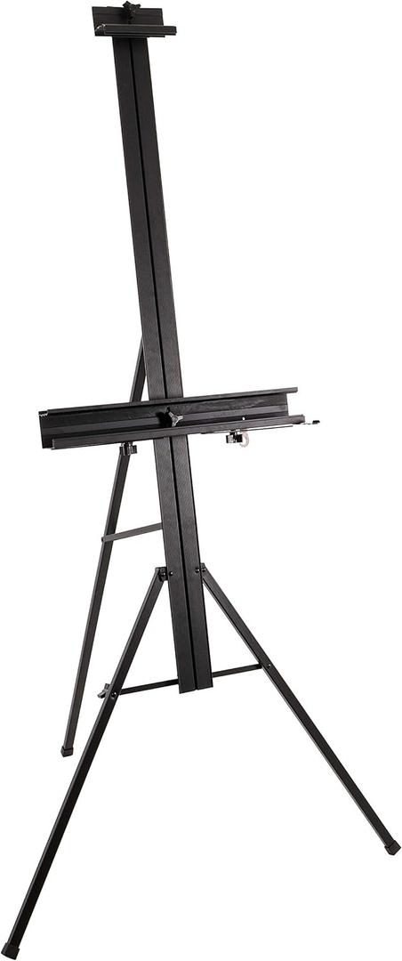 U.S. Art Supply 69" High Aluminum Single Mast Artists Studio Easel Stand for Sign and Floor Display - Heavy Duty Adjustable Extra Large Canvas Height Up to 47" - Palette Holder, Brush Rest, Painting