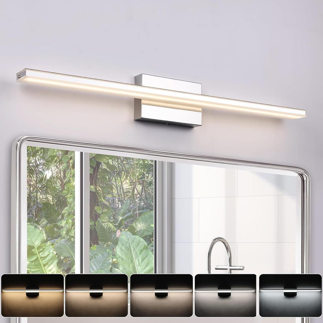 LED Modern Bathroom Vanity Light Fixtures 24W Dimmable 5CCT LED Vanity Light Bar Over Mirror Matte Black Wall Light for Bathroom 31.5 inch Long