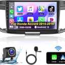 Podofo Car Stereo for Honda Accord 9th Gen 2.0L(Manual A/C) 2014 2015 2016 with CarPlay Android Auto,2+32G 10.1" Touchscreen Car Radio with Bluetooth,GPS,WiFi,SWC+AHD Backup Camera+MIC