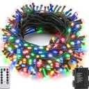 Battery String Lights Outdoor 33Ft 100 LED Fairy Lights for Indoor Outdoor Waterproof with Remote Timer 8Modes Battery Operated Christmas Lights for Outside Party Garden Christmas Tree Dcor (Multicolor)