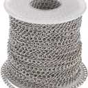Pandahall 82 Feet/25M Soldered 304 Stainless Steel Curb Chains 4x3x0.6mm Stainless Steel Color Plated for Jewelry Making
