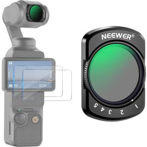 NEEWER Variable ND Filter Compatible with DJI Osmo Pocket 4 & Pocket 3, Magnetic Adjustable Neutral Density ND2-32 1-5 Limited Stops, Action Camera Accessories with 2 LCD Screen Protectors, FL-50
