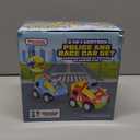 Prextex 2 Pack Cartoon Remote Control Cars for Toddlers - Police Car and Race Car with Steering Wheel Controllers and Lights - Different Frequencies So Both Can Race Together - Toddler Gift 18+ Months