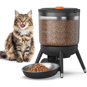 Automatic Cat Feeder with Timed Food Dispenser, One-Touch Feeding, Dual Power Supply, Anti-Bug Design, Visible 3L Hopper  Automatic Pet Feeder for Cats and Small Dogs (Black)