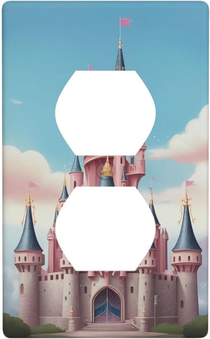 Decorative Art Light Switch Covers Pink Castle 1 Gang Single Duplex Outlet Wall Plate Switchplate Electrical Faceplate for Home Decor