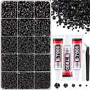 16000Pcs Resin Jelly Rhinestones for Crafting, Black Rhinestones Flatback Gems, Bedazzling Crystal with 3Pcs 10ml B7000 Jewelry Glue for DIY Crafts Clothing Tumblers Shoes Fabric Nail Art