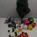 Small Christmas Tree with Lights - 23 Inch Mini Tabletop Christmas Tree with Warm-White LED Lights, Hanging Ornaments, Decorative Bow and Gift Boxes - Prelit Table Tree for DIY Christmas Decoration