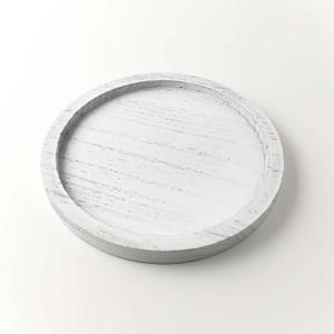 CYS EXCEL 9 Inch White Round Wooden Tray, Decorative Serving Trays for Ottoman Coffee Table Candle Holder Home Decor Accessories