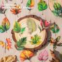 90PCS Leaf PET Stickers Botanical Designs from Tropical Green to Autumn Maple, Waterproof Die-Cut Peel and Stick for Scrapbook Journal Collage Planner