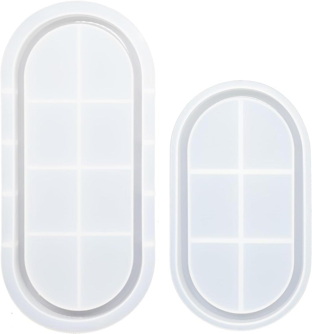 Oval Tray Molds for Resin Oval Silicone Molds for Concrete Tray Jewelry Dish, 2 Sizes (7 inches and 9.5 inches)