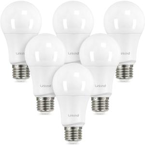 Linkind A19 LED Light Bulbs Dimmable, 75W Equivalent, E26 Base, 5000K Daylight, 13W 1150 Lumens 120V, UL Listed FCC Certified, LED Lights for Bedroom Living Room Home Office, 6 Packs