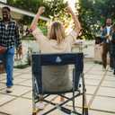 GCI OUTDOOR Freestyle Rocker Camping Chair | Portable Folding Rocking Chair with Solid, Durable Armrests, Drink Holder & Comfortable Backrest — Indigo Blue