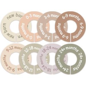Baby Closet Dividers for Clothes  Earth Tone Round Baby Clothes Dividers for Closet Rod, Nursery Closet Organizer & Decor, Clear Labels for Easy Sorting, Fits Most Rods
