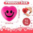 32 Pcs Heart Stress Balls,Smile Mini Heart Foam Balls,1.57" Hearts Squeeze Ball for Stress Relief,Valentines Day,Party Favors,Classroom Reward,Gift Bag Fillers(2 Colors)