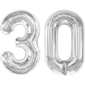 Silver Number 30 Balloon 40 inch, 30 Number Balloons, 30th Silver Birthday Decorations for Girls Boys Kids, 30 Year Old Women Men Silver Party Supplies