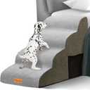 Topmart High Density Foam Dog Steps 4 Tiers,Extra Wide Deep Pet Steps,Non-Slip Dog Stairs Ramp for Bed,Soft Foam Cat Ladder,Best for Older Injured,Older Pets,Cats with Joint Pain (Light Grey)