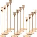 Gold Candle Holders for Taper Candles, FODIENS Set of 12 Metal Candlestick Holders, Decorative Tapered Candle Stick Holder for Wedding Dinning Anniversary Party Table Centerpiece (Gold)
