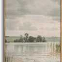 InSimSea Framed Canvas Prints Art Vintage Decor, Countryside Lakeside Landscape Paintings, Large Prints, Retro Hanging Wall Decorations for Bathroom Bedroom Living Room, 24"x36"