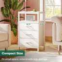 Huuger Nightstands Set of 2, 27.6 Inch End Tables with Charging Station, Bedside Tables with Drawers, PU Leather Finish, USB Port and Outlet, Night Stands for Bedroom, White, 11.8"D x 15.7"W x 27.6"H