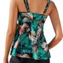 SEAFORM Women's Tankini Swimsuits Two-Piece Tummy Control Bathing Suits V-Neck Printing Swim Dress for Women with Boyshorts (Large)