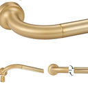 Warm Gold Disc Curtain Rods, 28-48 Inches Window Curtain Rod,Adjustable Room Darkening Drapery Rod with Aluminum Finials and Brackets,Wrap Around Design