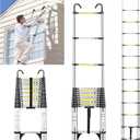 JADDUO 20.3 FT Telescopic Ladder, Aluminium Silver Telescoping Ladder with Non-Slip Feet and Stable Hook, Portable Extension Ladder for Household and Outdoor Working, Heavy Duty 330 lbs Max Capacity