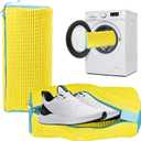 2 x Yuoyar Shoe Washing Machine Bag - Fluffy Fibers Shoe Laundry Bag for Washer and Dryer - Adjustable Shoe Bag for Washing Machine (1, Yellow and Blue)