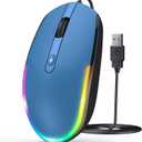 seenda Wired Mouse - USB Computer Mice Wired with RGB Backlit Optical LED Mouse with Attached USB Cord for Laptops Notebooks Chromebook - Blue & Black