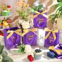 Kolldenn 36 Pack Small Thank You Gift Bags with Handles 5.9 x 4.3 x 2.4 Inches Wedding Favor Bags with Bow Ribbon Graduation Candy Goodie Gift Bag Bulk for Wedding Birthday Bridal Shower(Purple)