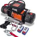 Winch13500lbs 12V WaterproofElectric Winch Synthetic Rope Electric Winch Towing Winch Boat Trailer Winch SUV 4-Wheel Drive Off-Road Vehicle with Remote Control 3/8 Synthetic Rope (Dark-Orange)