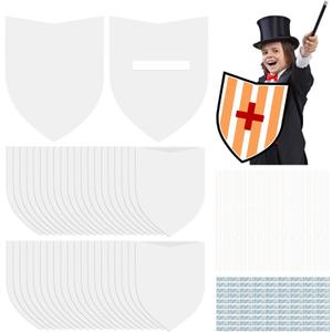 TANEMUDO 84 Pcs Blank Paper Shields with Handles DIY Craft Cardboard Shields for Decorate Party Play Castle Activities Gift