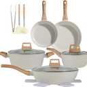 Ceramic Cookware Sets 15PCS Pots and Pans Set Non Stick (white15), 15pieces