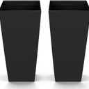 VEVOR 26 Inch Tall Planter Set of 2, Outdoor Large Tall Planters for Outdoor Indoor Plants, Tapered Black Planter for Front Porch, Patio, Garden, Plant Container Flower Pots with Built-in Drainage