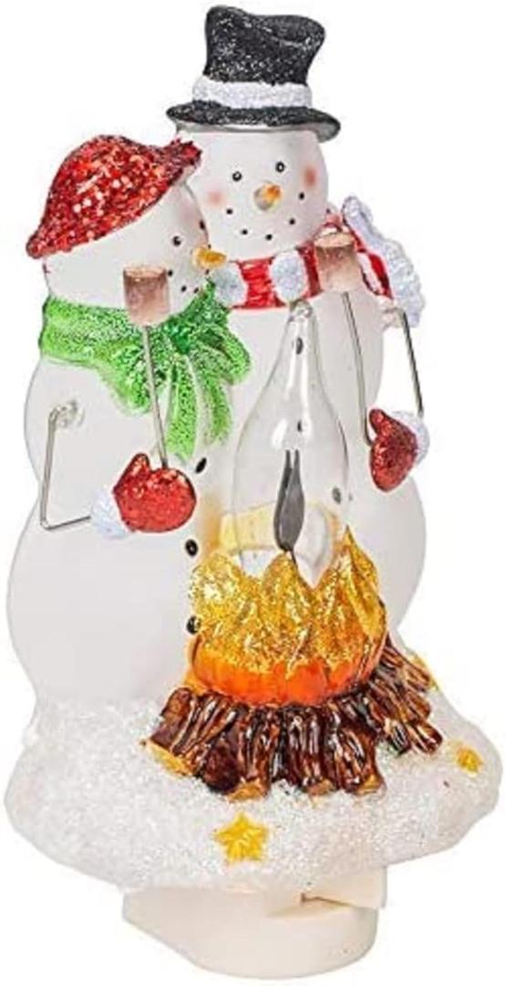 Roman Snowmen Couple by Campfire 8 Inch Acrylic Swivel Plug-in Bubble Night Light
