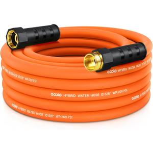 Garden Hose 25 ft x 5/8", NON-EXPANDING Flexible Water Hose, Kink Resistant Lightweight Hybrid Hose, Leakproof Yard Hose with Male to Female Fittings (Orange)