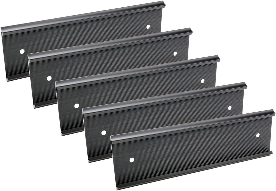 Antrader 5Pcs Name Plate Holder,Wall Mount Office Door Name Plate Holder,Aluminium Alloy Desk Name Plates,Black,2"8"