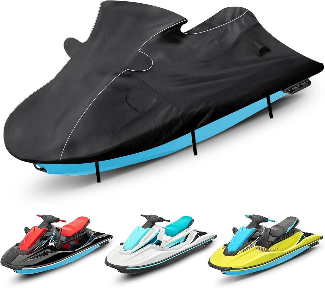 Waterproof Jet Ski Cover Custom Fit for Yamaha 2017-2025 EX EX Sport/EX Deluxe 2017-2021 EXR, 600D Oxford UV-Proof Jetski Waverunner Covers, Trailerable Jetski Cover with Air Vents, Reflective Strips