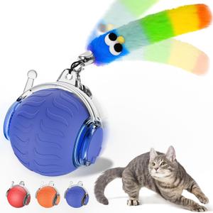 UPSKY Interactive Cat Toy Ball - Automatic Interactive Cat Toys for Indoor Cats, 3-Speed Modes Smart Kitten Toys with Sounds, Rechargeable Cat Ball for Bored Indoor Adult Cats (Blue)