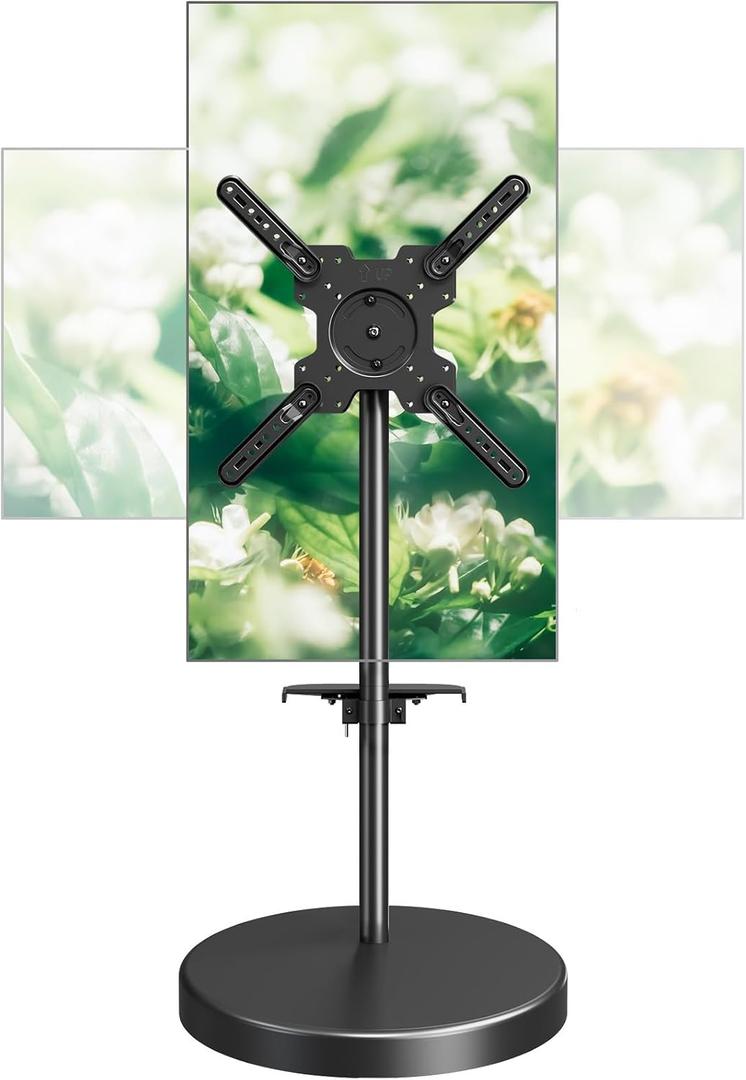 MOUNT PRO TV Rolling Stand - Floor TV Stand Mobile TV Cart for 26-65 inch Screens up to 77 lbs, Rotating TV Stand with Wheels for Home Office Outdoor, Height Adjustable & Metal Shelf, Max VESA 400x400