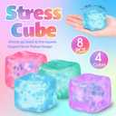8 Pcs Stress Cube with Snowflakes Slow Rising, 4 Colors, 1.77 inches