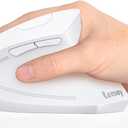 Lekvey Ergonomic Mouse, Vertical Wireless Mouse, Rechargeable 2.4G Optical Carpal Tunnel Mice with USB Receiver: 1000/1200/1600 DPI, 6 Buttons, for Laptop, Computer, Mac, PC, Desktop, Notebook, White