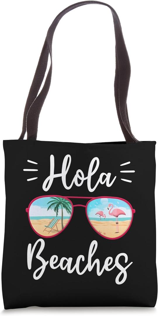 Hola Beaches Tropical Summer Vacay Funny Summer Tote Bag (16 inches)