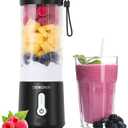 DENOKIN Portable Blender 16oz Vessel, Cordless Personal Size Small Blender for Shakes and Smoothies with 6 Blade for Kitchen, Home, Travel (Black)