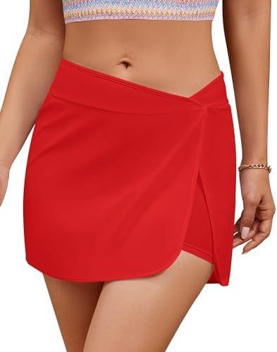 GRAPENT Women's Swim Skirt High Waisted Asymmetric Wrap Bikini Tankini Bathing Suits Bottoms Side Split Swimsuit Skirts size XL
