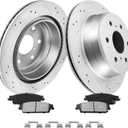 MOTOREVO Rear Brake Pads and Rotors Kit Compatible with Silverado 1500 [ 2007-2013 ], High-Carbon Alloy Drilled & Slotted Discos de Frenos Delanteros [ 13.6in, App Specific ] [ 2007: New Body Style ]