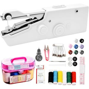 Handheld Sewing Machine, Hand Held Sewing Machine for Adults Beginners, Mini Portable Sewing Machines for Fabric, Clothes, Home and Travel (white)