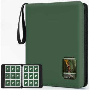 Card Binder 9 Pocket, Trading Card Binder with Clear Window Design, 720 Double Sided Pocket PU Collection Binder, Card Albums for MTG, TCG, and Sports Cards(Dark Green)