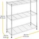 Whitmor 3 Tier Shelving Unit, Metal Storage Shelves, 400 lbs Capacity per Shelf, 1200 lbs Total, Durable Heavy Duty Shelf for Kitchen, Garage, Plant, 36" L x 14" W x 36" H, Chrome